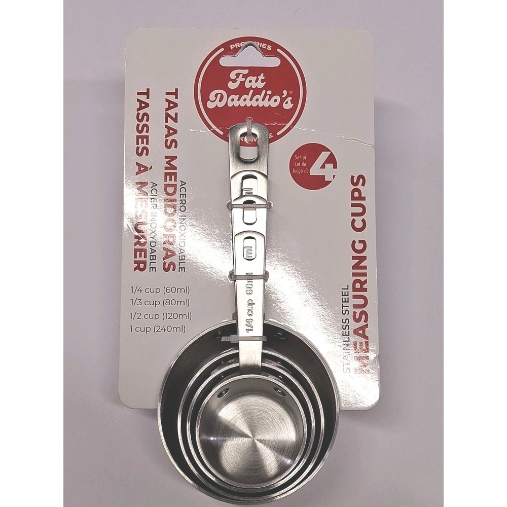Fat Daddio's Bakeware Set of 4 Stainless Steel Measuring Cups Quality NIB